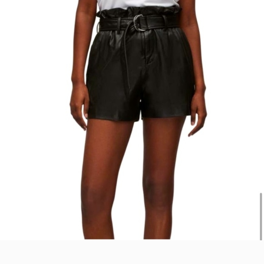 NEW All Saints Real Leather Shorts with Belt - Picture 10 of 10